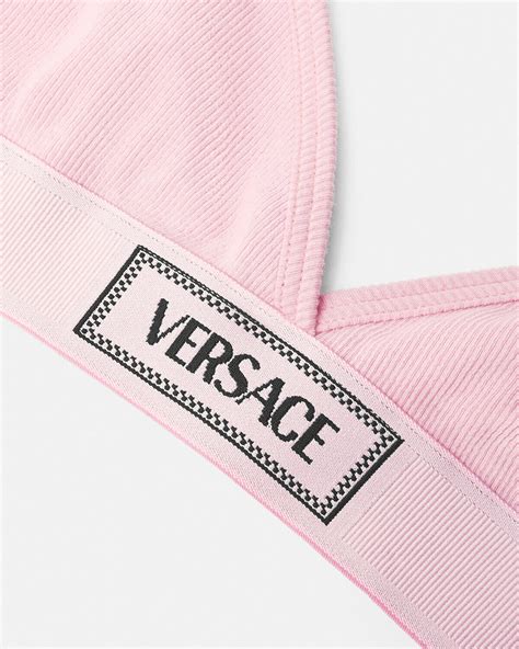 versace 90s vintage logo bralette|Versace 90s logo ribbed bralette .